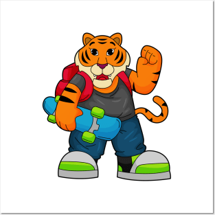 Tiger as Skater with Skateboard Posters and Art